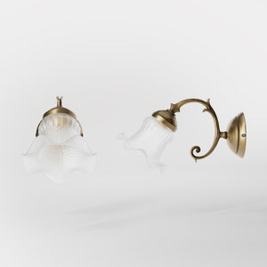 Brass wall light with curlicue detail and frosted glass shade, classic design Made in Italy by Ghidini 1849 | Finish: OBS Bronze Satin Brass