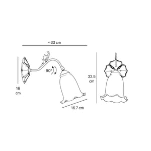 Floral brass wall lamp with frosted glass shade, romantic style by Ghidini 1849