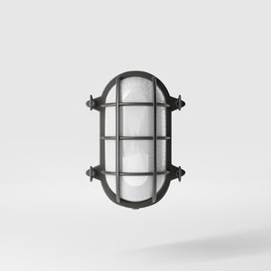 Nautical outdoor wall lamp in brass with protective grid and glass, maritime style for outdoor lighting by Ghidini 1849 - Finish: OBR Dark Bronze