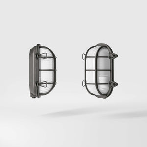 Nautical outdoor wall lamp in brass with protective grid and glass, maritime style for outdoor lighting by Ghidini 1849 - Finish: OBR Dark Bronze