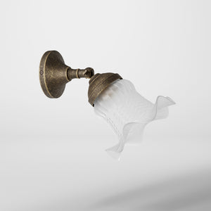 Adjustable brass wall lamp with decorative frosted glass shade by Ghidini 1849 - Finish: OAS Antique Brass