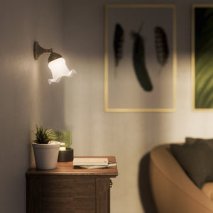 Adjustable brass wall lamp with decorative frosted glass shade by Ghidini 1849 - Finish: OAS Antique Brass