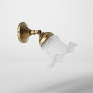 Adjustable brass wall lamp with decorative frosted glass shade by Ghidini 1849 - Finish: OBS Bronze Satin Brass