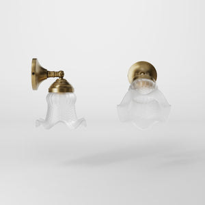 Adjustable brass wall lamp with decorative frosted glass shade by Ghidini 1849 - Finish: OBS Bronze Satin Brass