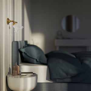 Adjustable brass wall lamp with decorative frosted glass shade by Ghidini 1849 - Finish: OBS Bronze Satin Brass