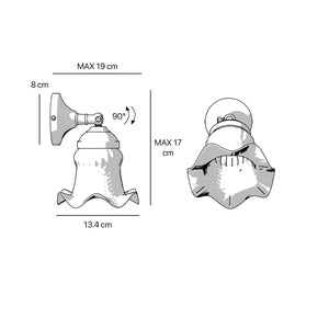 Adjustable brass wall lamp with decorative frosted glass shade by Ghidini 1849