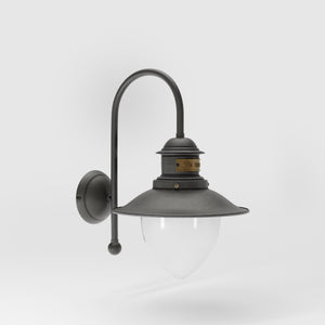 Outdoor brass wall lamp with clear glass shade, rustic maritime style by Ghidini 1849 - Finish: OBR Dark Bronze