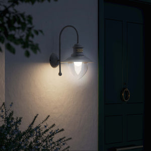 Outdoor brass wall lamp with clear glass shade, rustic maritime style by Ghidini 1849 - Finish: OBR Dark Bronze