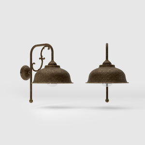 Art Nouveau outdoor wall lamp in brass with floral decorations protective dome and glass diffuser Lipari collection by Ghidini 1849 - Finish: OAS Antique Brass