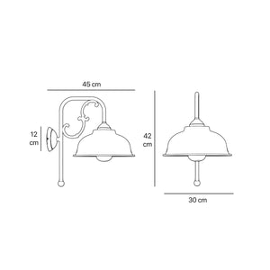Art Nouveau outdoor wall lamp in brass with floral decorations protective dome and glass diffuser Lipari collection by Ghidini 1849