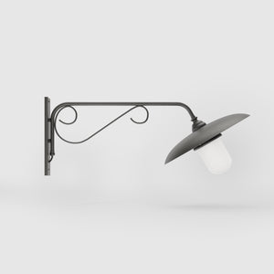 Brass outdoor wall lamp with decorative arm and protected glass by Ghidini 1849 - Finish: OBR Dark Bronze