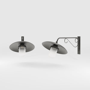 Brass outdoor wall lamp with decorative arm and protected glass by Ghidini 1849 - Finish: OBR Dark Bronze