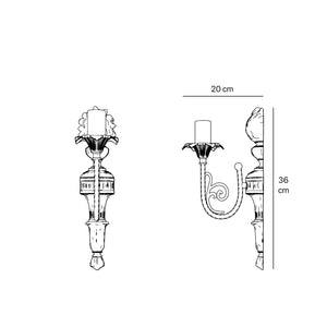 Brass wall light in Louis XV style, with decorative details and artisanal craftsmanship, Made in Italy by Ghidini 1849