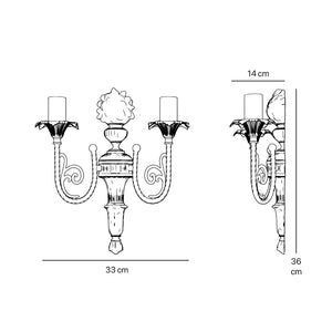 Classic brass wall lamp with two lights in Louis XV style, featuring floral details, perfect for elegant interiors by Ghidini 1849