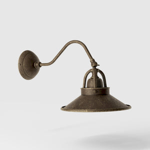 Rustic Brass Wall Lamp with Adjustable Shade, Country Style, For Living Areas and Hallways by Ghidini 1849 - Finish: OAS Antique Brass