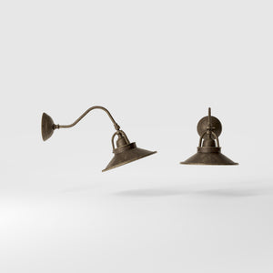 Rustic Brass Wall Lamp with Adjustable Shade, Country Style, For Living Areas and Hallways by Ghidini 1849 - Finish: OAS Antique Brass