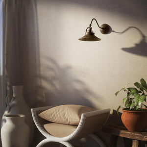 Rustic Brass Wall Lamp with Adjustable Shade, Country Style, For Living Areas and Hallways by Ghidini 1849 - Finish: OAS Antique Brass