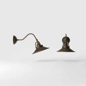 Rustic Brass Wall Lamp with Adjustable Shade, Country Style, For Living Areas and Hallways by Ghidini 1849 - Finish: OBM Bronze Satin Matt Brass