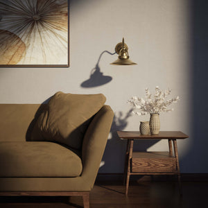 Rustic Brass Wall Lamp with Adjustable Shade, Country Style, For Living Areas and Hallways by Ghidini 1849 - Finish: OBS Bronze Satin Brass