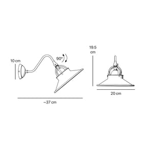 Rustic Brass Wall Lamp with Adjustable Shade, Country Style, For Living Areas and Hallways by Ghidini 1849