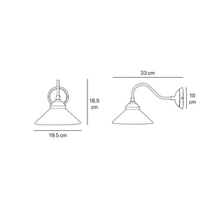 Vintage style wall lamp in brass with curved arm and white glass shade, Sofia collection of Italian craftsmanship by Ghidini 1849