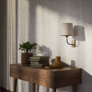 Wall Lamp in Brass with Linen Shade by Ghidini 1849 - Finish: OAS Antique Brass