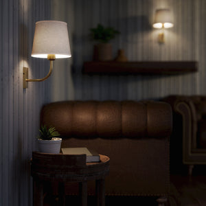 Wall Lamp in Brass with Linen Shade by Ghidini 1849 - Finish: OBS Bronze Satin Brass
