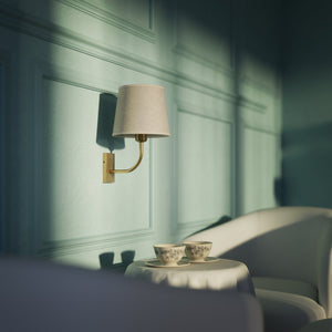 Wall Lamp in Brass with Linen Shade by Ghidini 1849 - Finish: OBS Bronze Satin Brass
