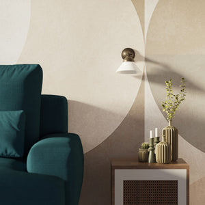 Compact brass wall light with adjustable conical white glass shade, minimalist Sofia design for versatile lighting by Ghidini 1849 - Finish: OAS Antique Brass