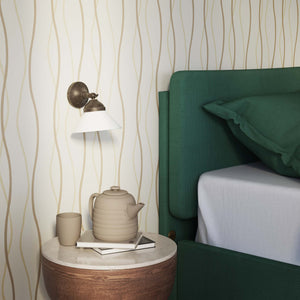 Compact brass wall light with adjustable conical white glass shade, minimalist Sofia design for versatile lighting by Ghidini 1849 - Finish: OAS Antique Brass