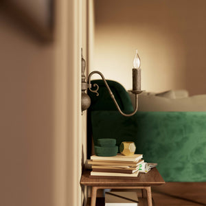 Flemish style brass wall lamp with decorative sphere and curved arm, classic design for interior lighting - Finish: OAS Antique Brass