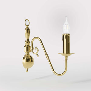 Flemish style brass wall lamp with decorative sphere and curved arm, classic design for interior lighting - Finish: OLV Polished Brass