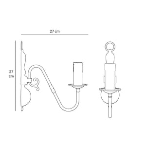 Flemish style brass wall lamp with decorative sphere and curved arm, classic design for interior lighting