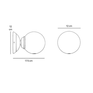 Art Deco wall light with glossy white glass sphere and circular brass structure classic and elegant Italian design