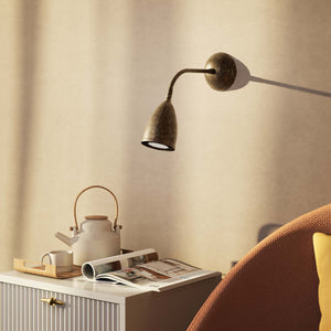 Wall light brass flexible arm Nordic design adjustable shade customized lighting Made in Italy directional lamp by Ghidini 1849 - Finish: OAS Antique Brass