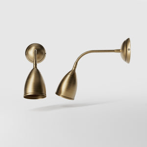 Wall light brass flexible arm Nordic design adjustable shade customized lighting Made in Italy directional lamp by Ghidini 1849 - Finish: OBS Bronze Satin Brass