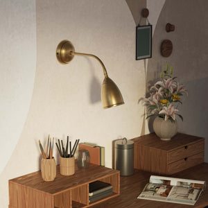 Wall light brass flexible arm Nordic design adjustable shade customized lighting Made in Italy directional lamp by Ghidini 1849 - Finish: OBS Bronze Satin Brass