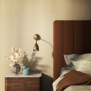Wall light brass flexible arm Nordic design adjustable shade customized lighting Made in Italy directional lamp by Ghidini 1849 - Finish: OBS Bronze Satin Brass