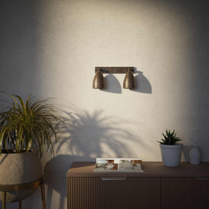 Brass wall lamp with two adjustable spots, perfect for living rooms, offices, and industrial-style interiors by Ghidini 1849 - Finish: OAS Antique Brass