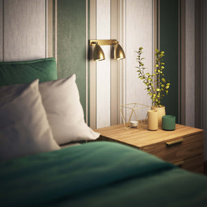 Brass wall lamp with two adjustable spots, perfect for living rooms, offices, and industrial-style interiors by Ghidini 1849 - Finish: OBS Bronze Satin Brass