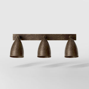 Brass wall light, industrial style, three adjustable spotlights, 360° rotation and 90° tilt, perfect for interiors by Ghidini 1849 - Finish: OAS Antique Brass