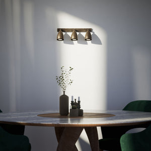 Brass wall light, industrial style, three adjustable spotlights, 360° rotation and 90° tilt, perfect for interiors by Ghidini 1849 - Finish: OAS Antique Brass