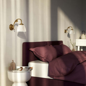 Classic brass wall lamp with a speckled white shade, vintage style for interiors by Ghidini 1849 - Finish: OBS Bronze Satin Brass