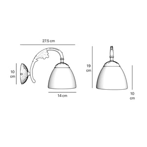 Classic brass wall lamp with a speckled white shade, vintage style for interiors by Ghidini 1849