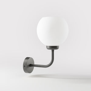 Brass wall lamp with white opal glass shade, perfect for refined and elegant interiors - Finish: OBR Dark Bronze