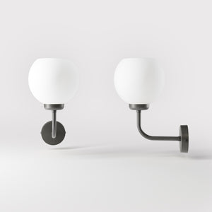 Brass wall lamp with white opal glass shade, perfect for refined and elegant interiors - Finish: OBR Dark Bronze