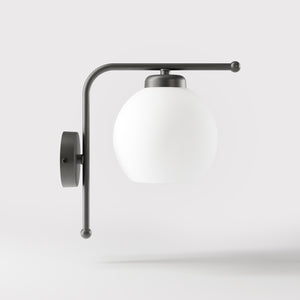 Brass wall lamp with frosted glass globe, retro style for elegant interiors - Finish: OBR Dark Bronze