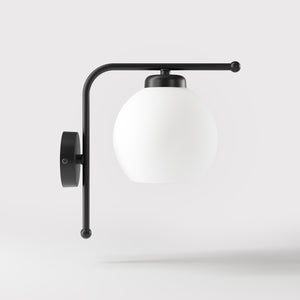 Brass wall lamp with frosted glass globe, retro style for elegant interiors - Finish: ONO Matt Black