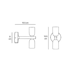 Modern brass wall sconce with dual light, minimalist and refined design, ideal for homes, hotels, and boutiques by Ghidini 1849