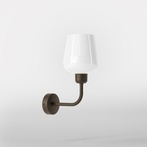 Elegant brass wall lamp with white glass diffuser, perfect for refined interiors by Ghidini 1849 - Finish: OBM Bronze Satin Matt Brass